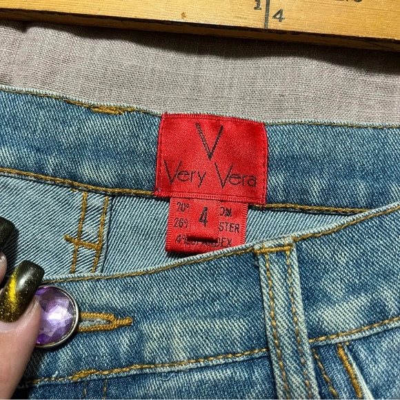 Very Vera Y2k low rise bootcut Jeans Women's Size 4 Light Wash Embellished 90s - Picture 5 of 8